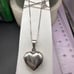 Vintage Sterling Puffy Heart Double Shiny Locket pendant with chain
