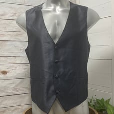 Calvin Klein Men's Formal Tuxedo Business Suit Vest Four Button Silver Black L