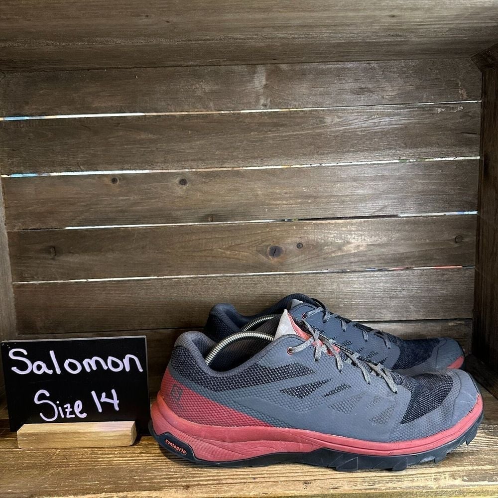 Mens Salomon Outline Gray Athletic Trail Running Shoes Sneakers Size 14 M GUC