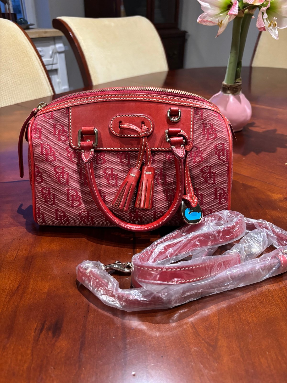 Dooney & Bourke red mini domed satchel