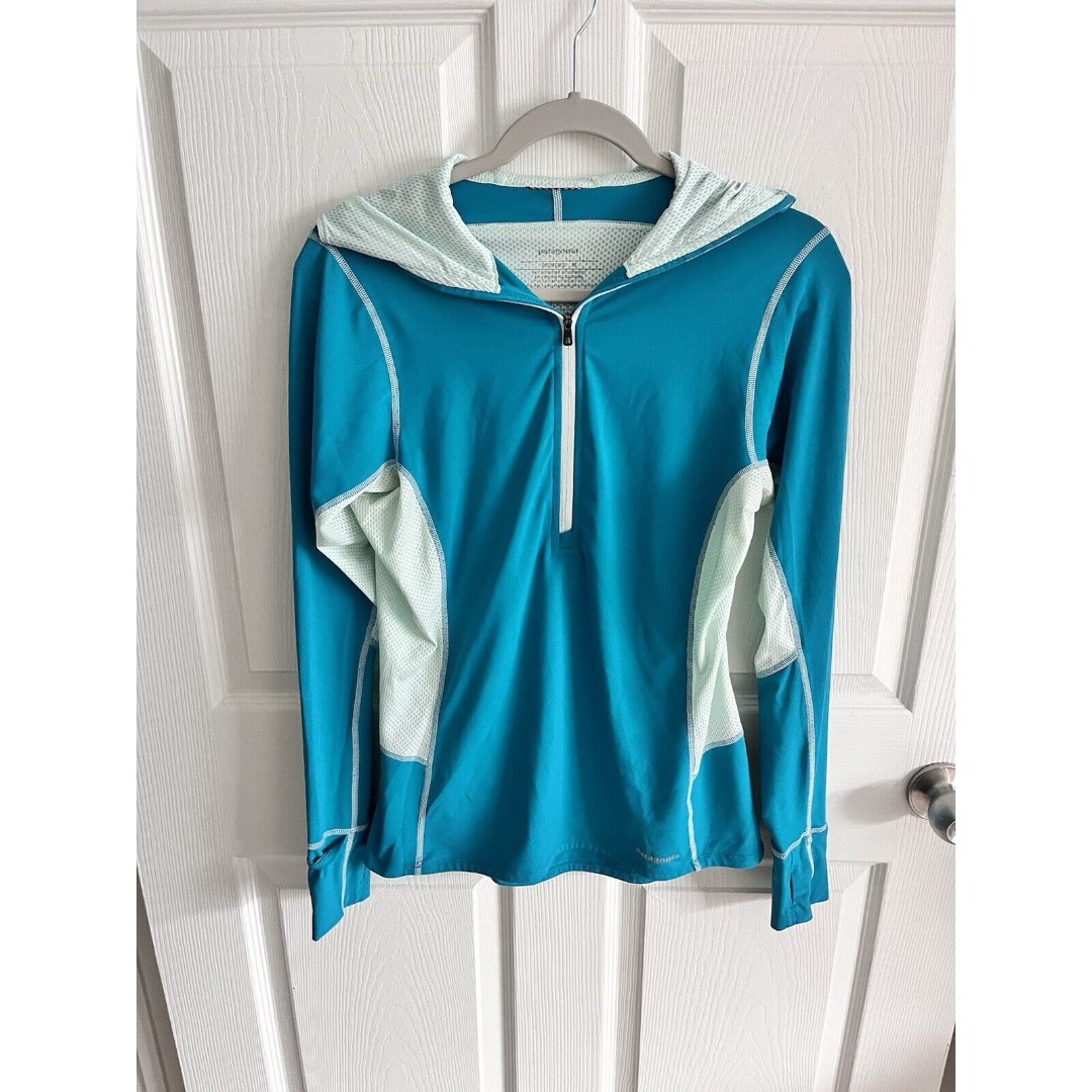 Patagonia Women’s Blue All Weather Zip-Neck Pullover Hoodie Size Medium Outdoors