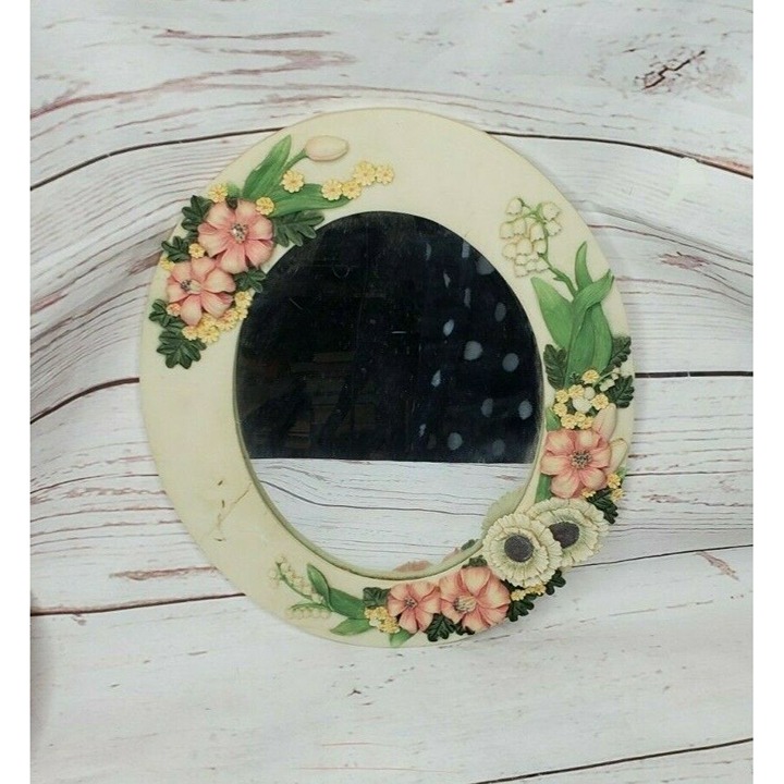 Rare Vintage Floral Embossed Dresser Mirror | Hanging Wall Mirror for Home Décor