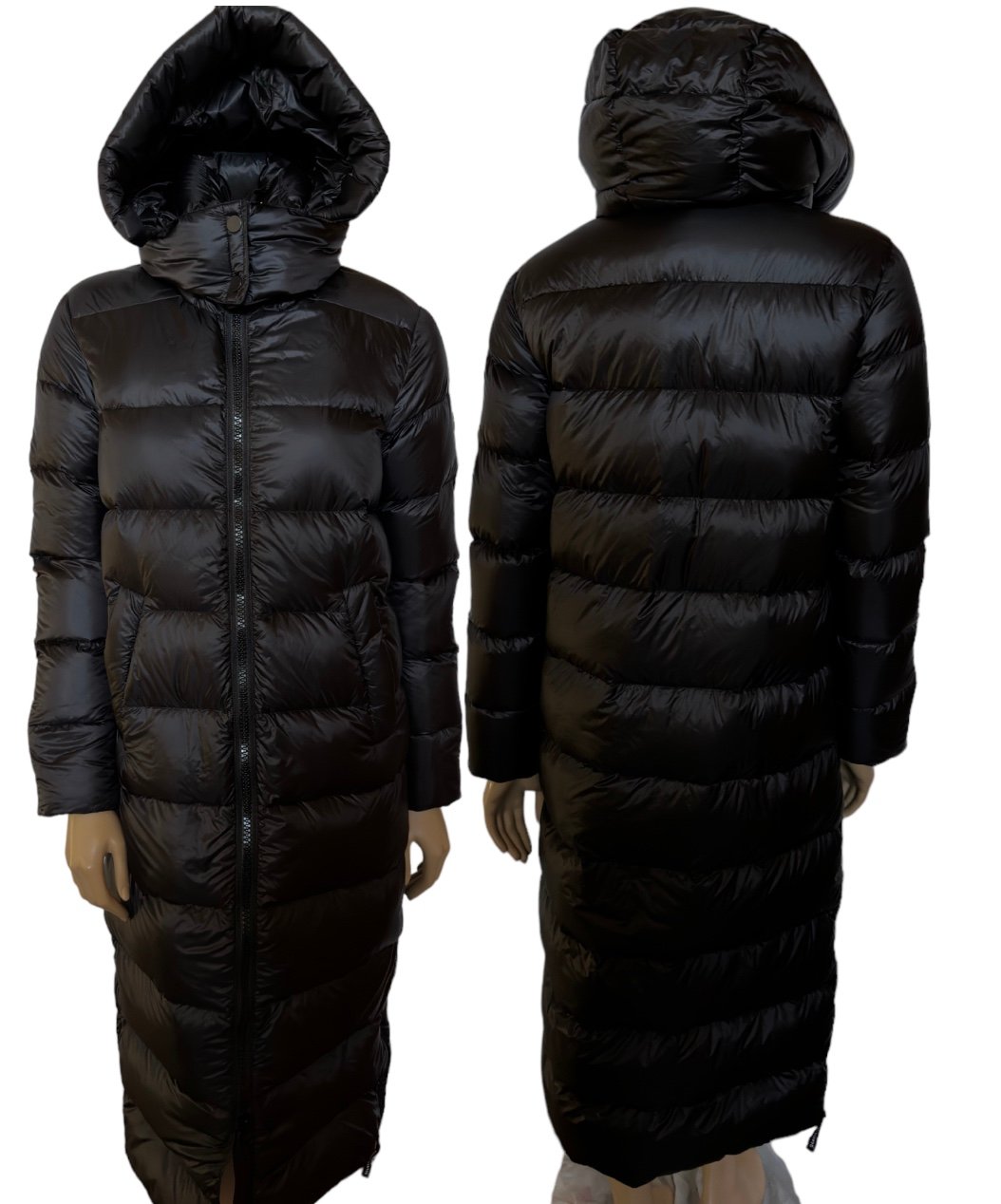 Quartz Co. Women's Lena V2 Long Fitted Puffer Jacket Black size XS MSRP 590