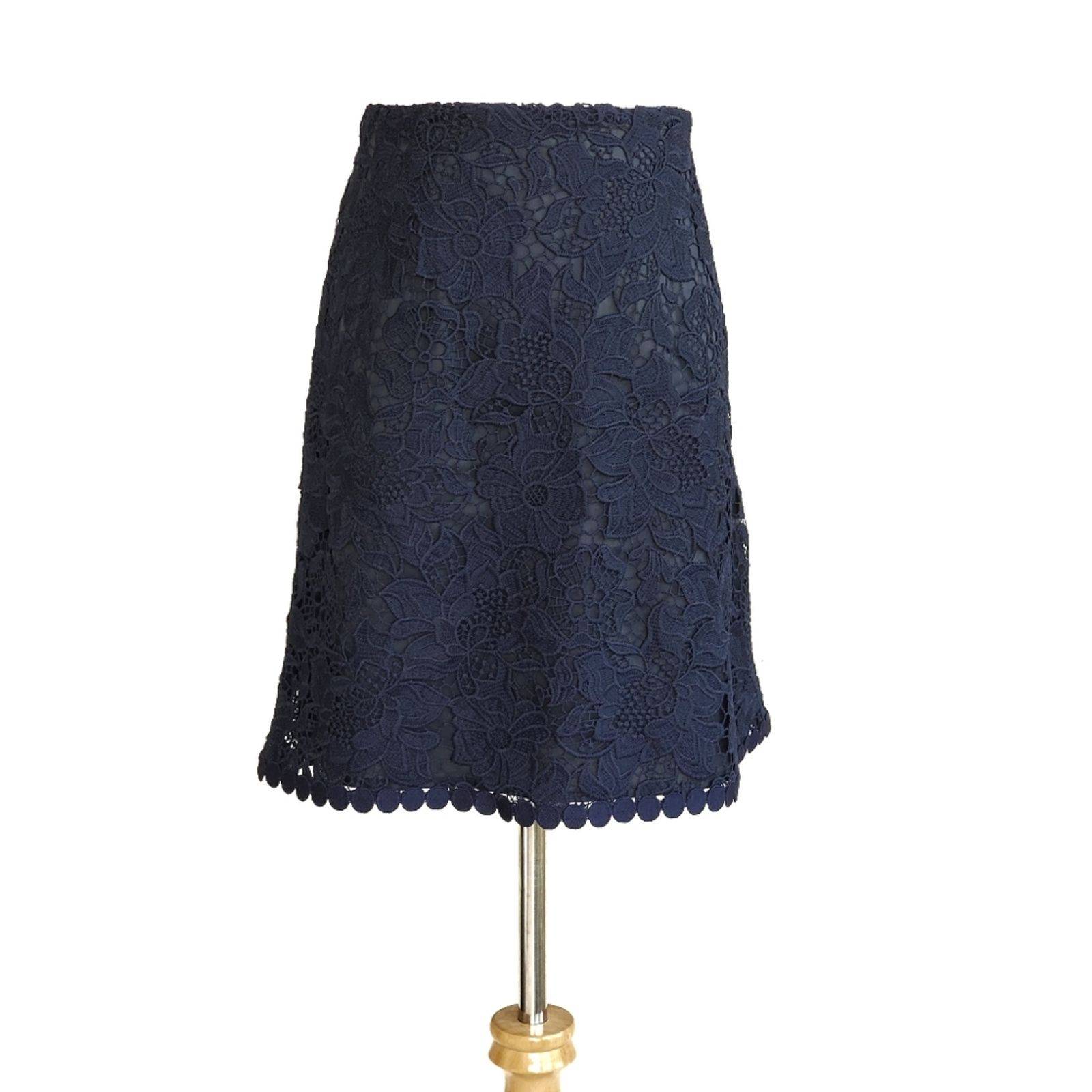 Amy Kuschel Navy Lace Skirt NWT 12