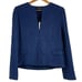 St. John NWT Navy Blue Sequin Blazer Tweed Wool Blend Metallic Blue Knit Size 4