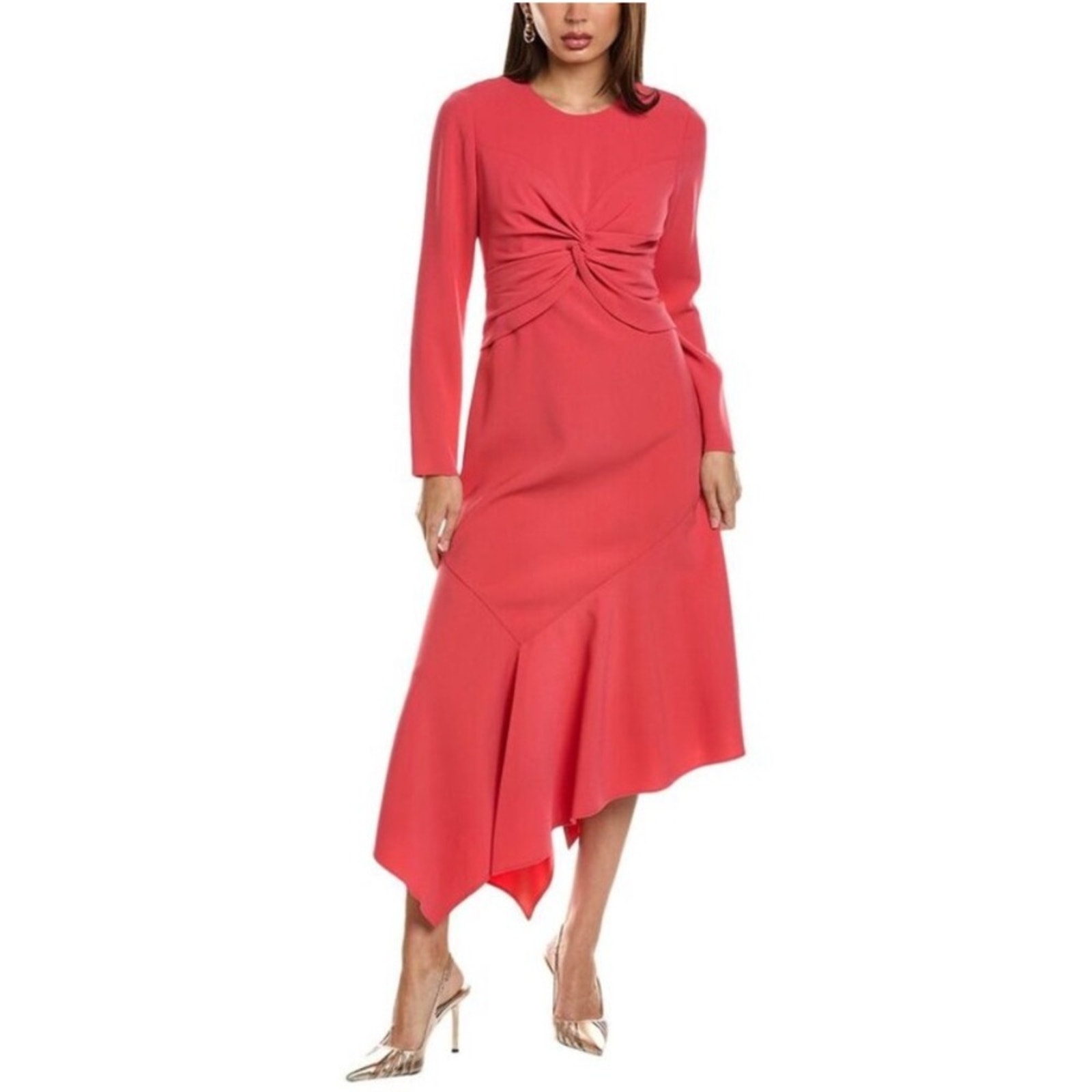 Size One Lafayette 148 New York Twist Front Dress Pink 1095