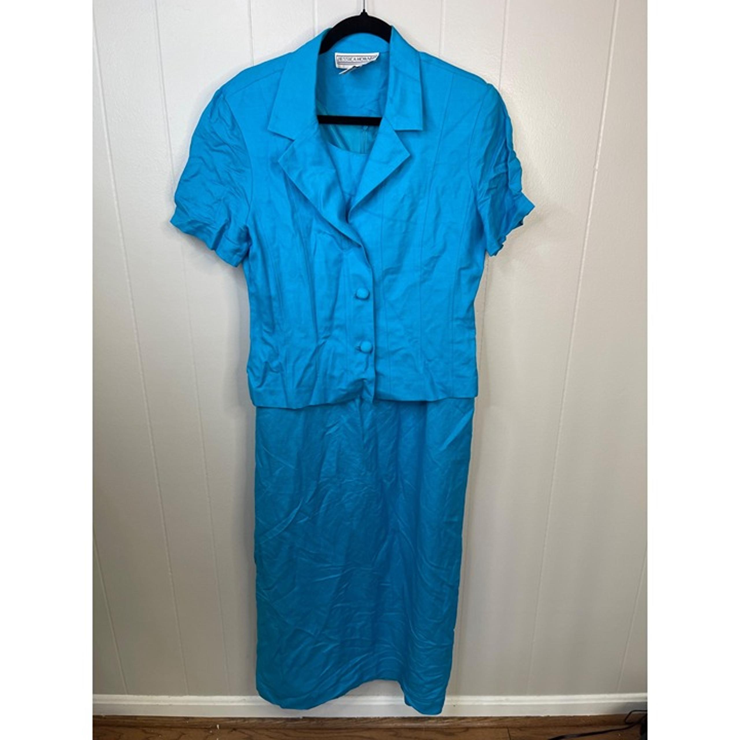 Jessica Howard Womens 2-Piece Turquoise Dress & Jacket Set Size 12