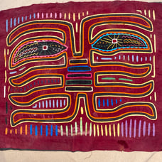 mola kuna folk art design pattern Face original style 15”.5x13” Shows age to it