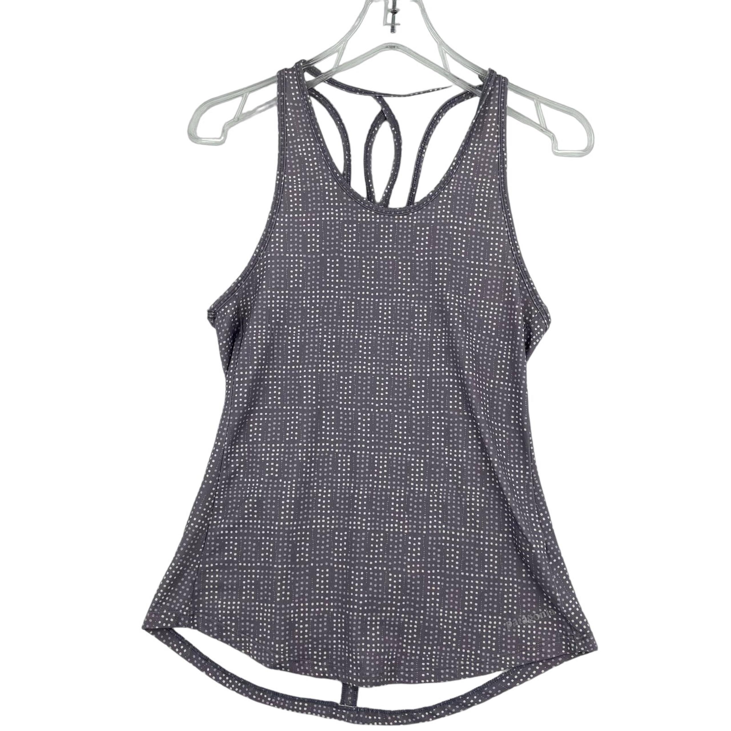 Patagonia Racerback Tank Top Women's Size XS Gray White Dots Athletic Yoga