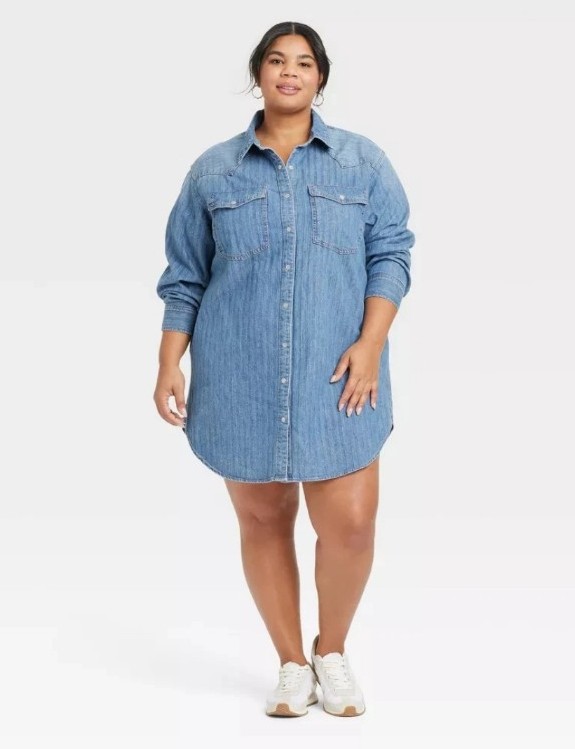 Women's Western Shirtdress - Universal Thread Medium Wash 2X