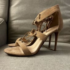 Raye Tan Suede Byron Strappy Heel Pumps Size 9 Eu 40 Classy Polished Classic