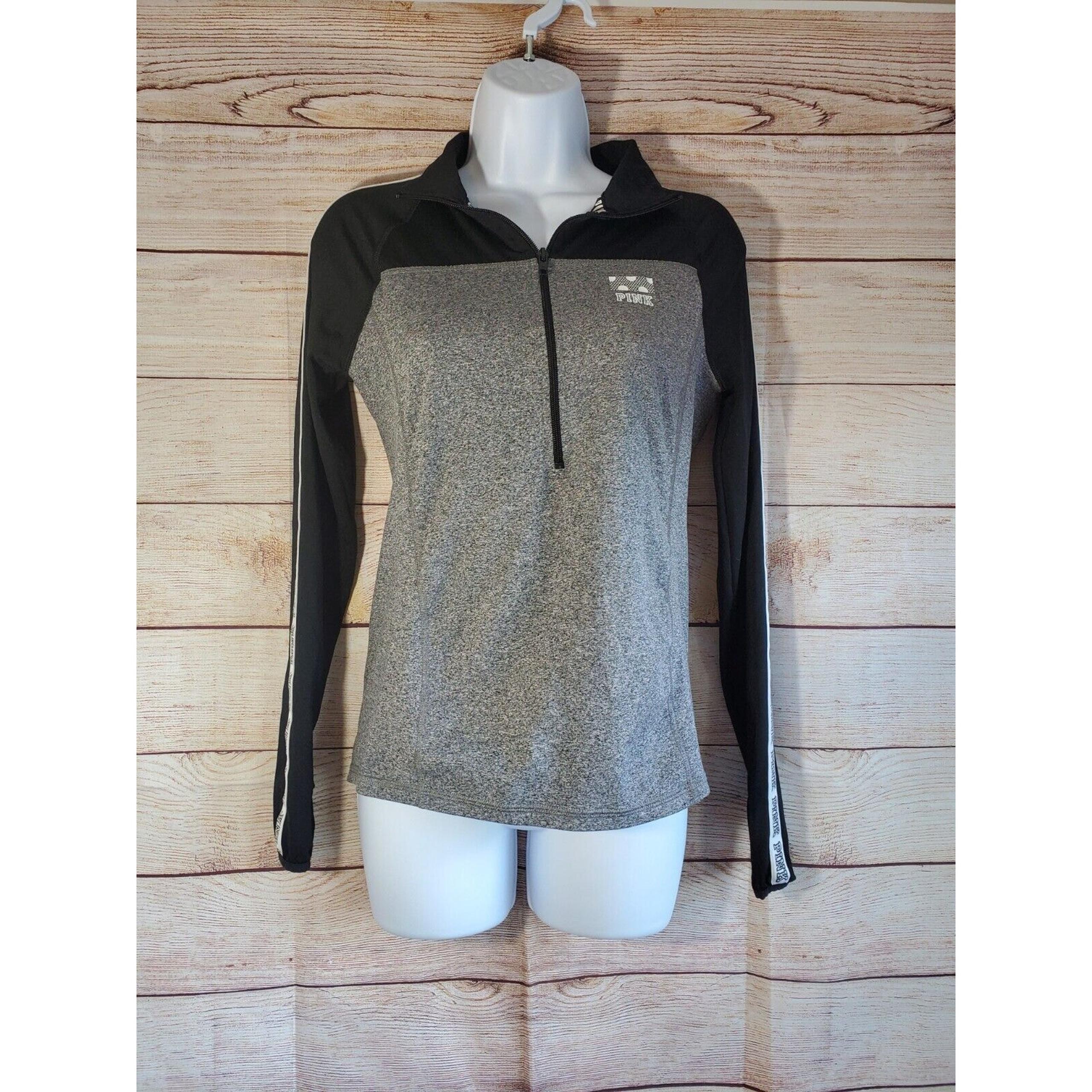 PINK Victoria Secret 1/2 Zip long sleeve shirt XS Gray
