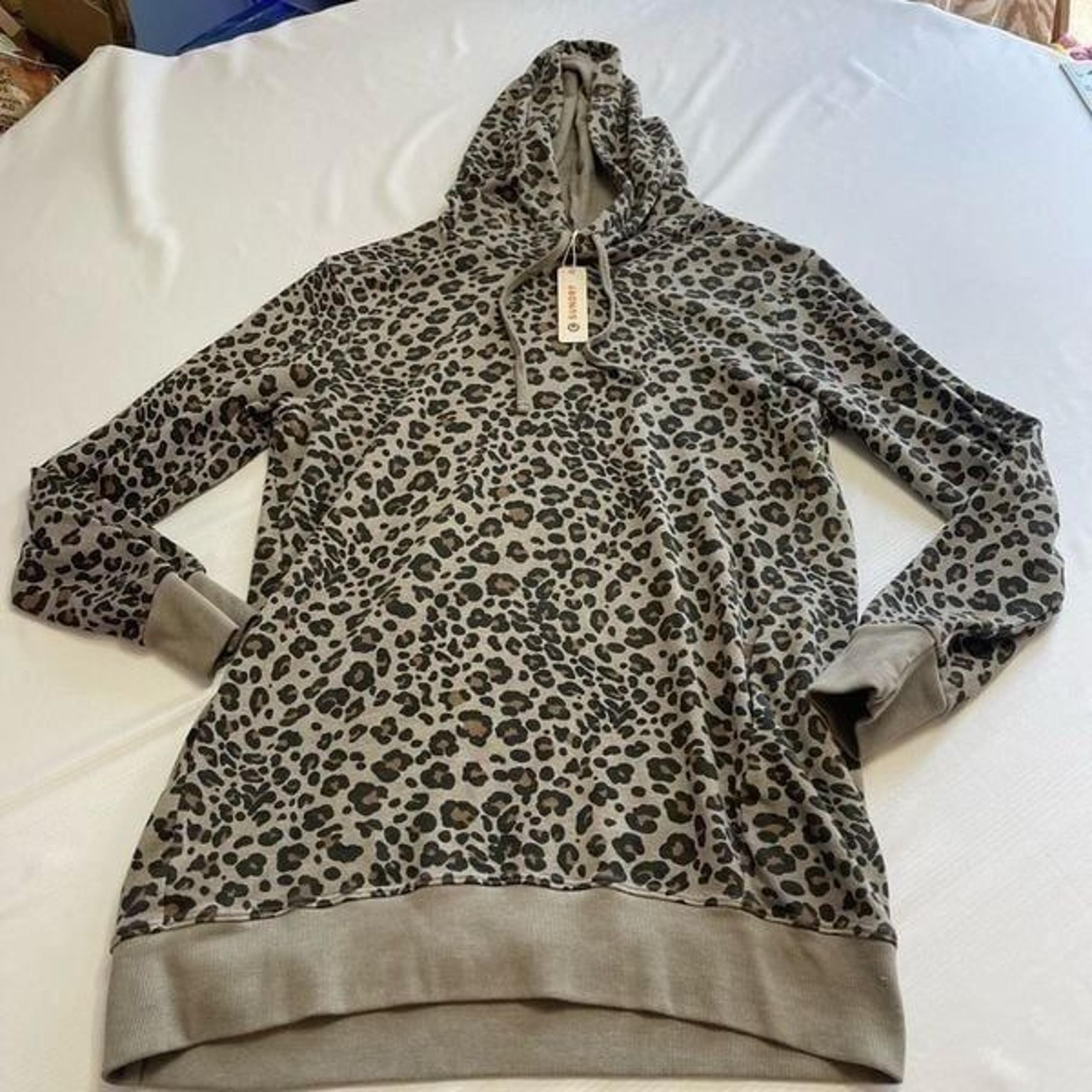 NWT Anthropologie Sundry Leopard Hoodie Sweatshirt Size 1 Small New