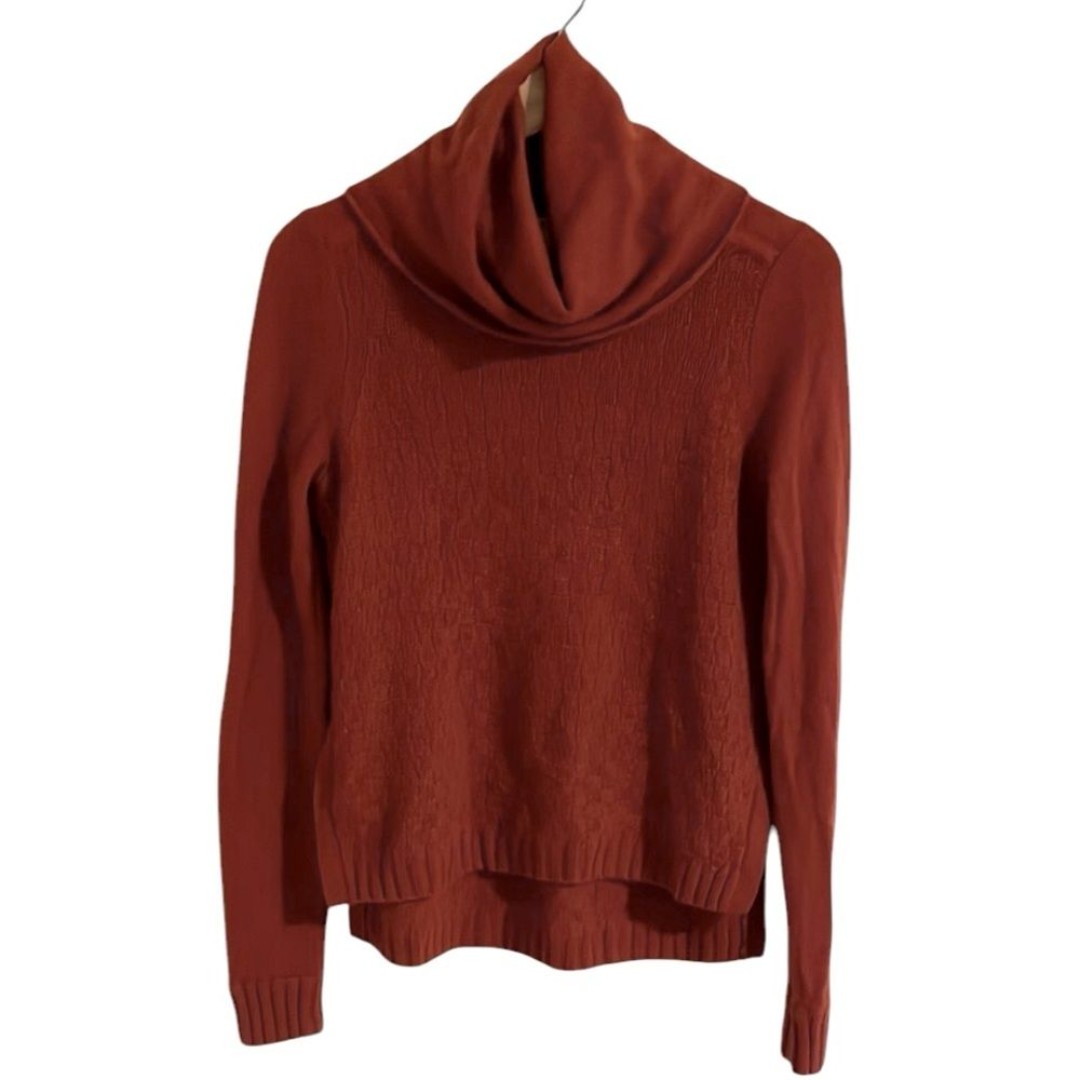 White + Warren Cashmere Cowl Neck Sweater Knit Burnt Orange Womens Small