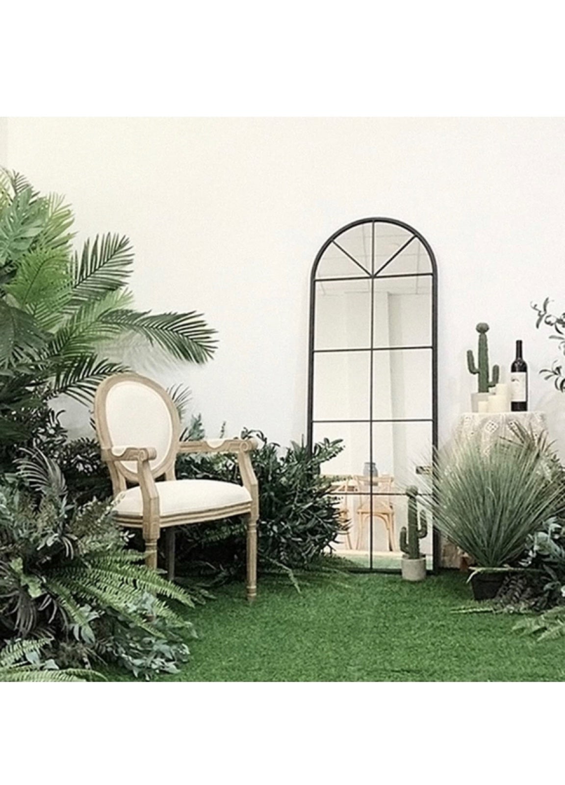 65''x22'' Arched Full Length Mirror window shops windowpane black wall Mirror Body