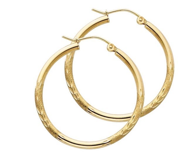 Round 14 kt Gold hoop earrings