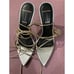 Black Suede Studio Talia Heel Pointy Sandal in Silver Gold 39 New with Box Women