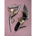 Black Suede Studio Talia Heel Pointy Sandal in Silver Gold 39 New with Box Women
