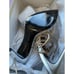Black Suede Studio Talia Heel Pointy Sandal in Silver Gold 39 New with Box Women