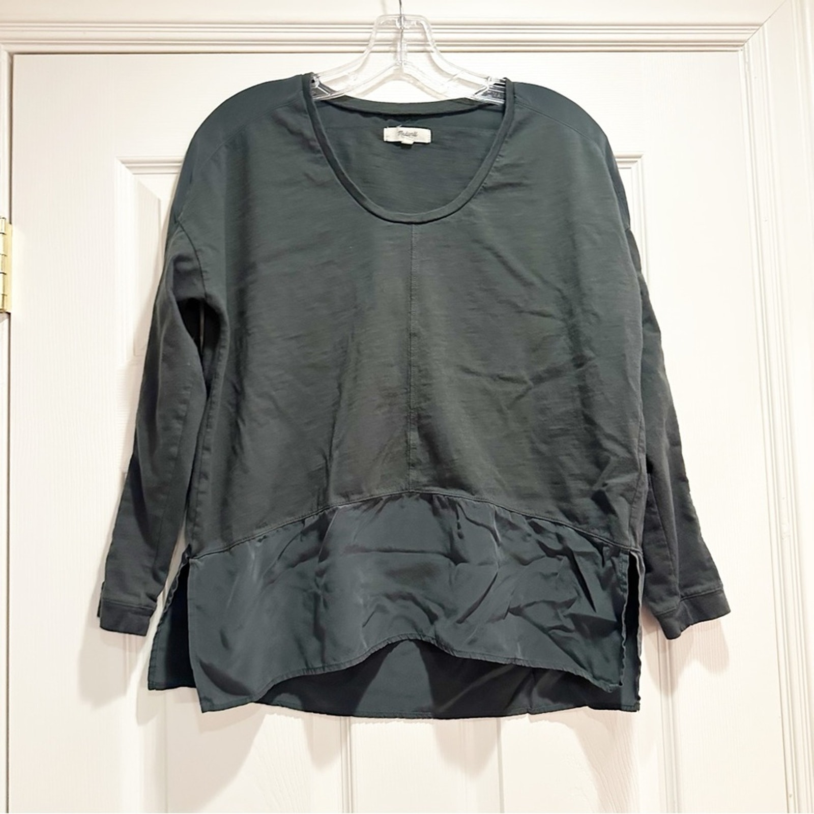 Madewell Top XS Cotton Silk Dolman Long Sleeve Tee E2428 Oversized loose fit