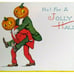 Dressed Pumpkin Head Men Anthropomorphic Halloween Postcard Fantasy Gibson Art
