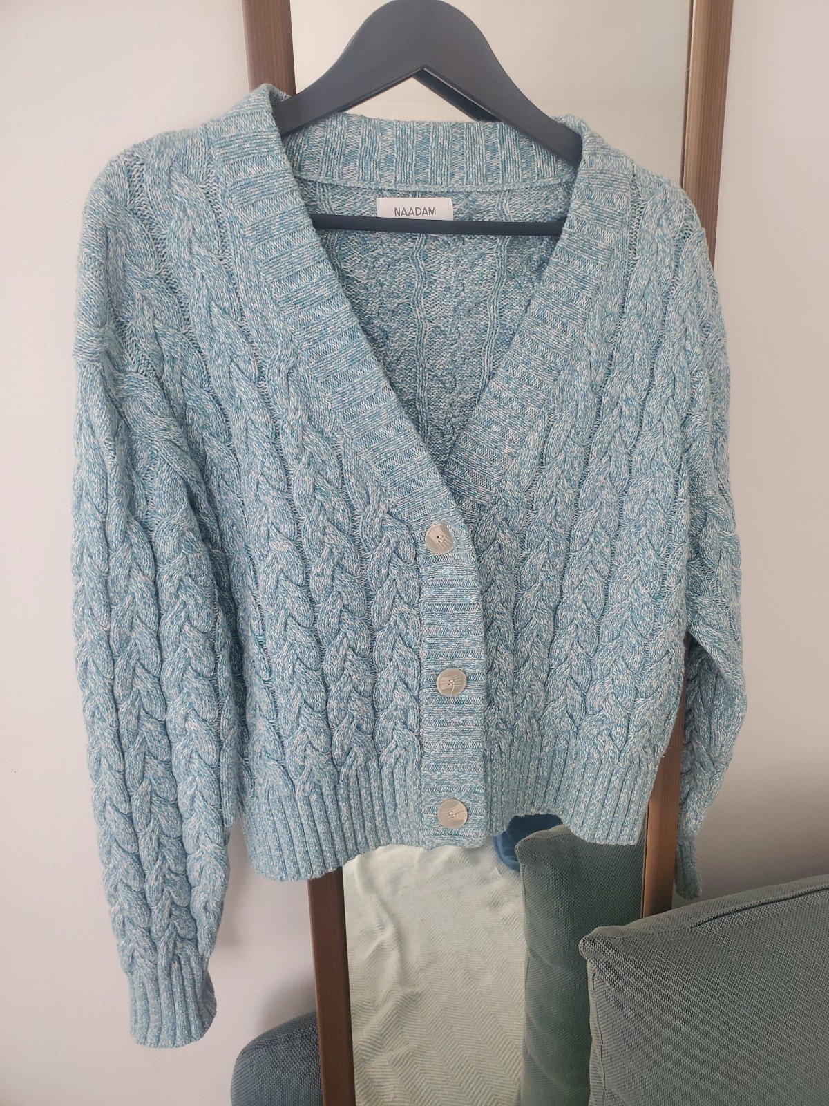 Blue NAADAM Cable Knit Sweater