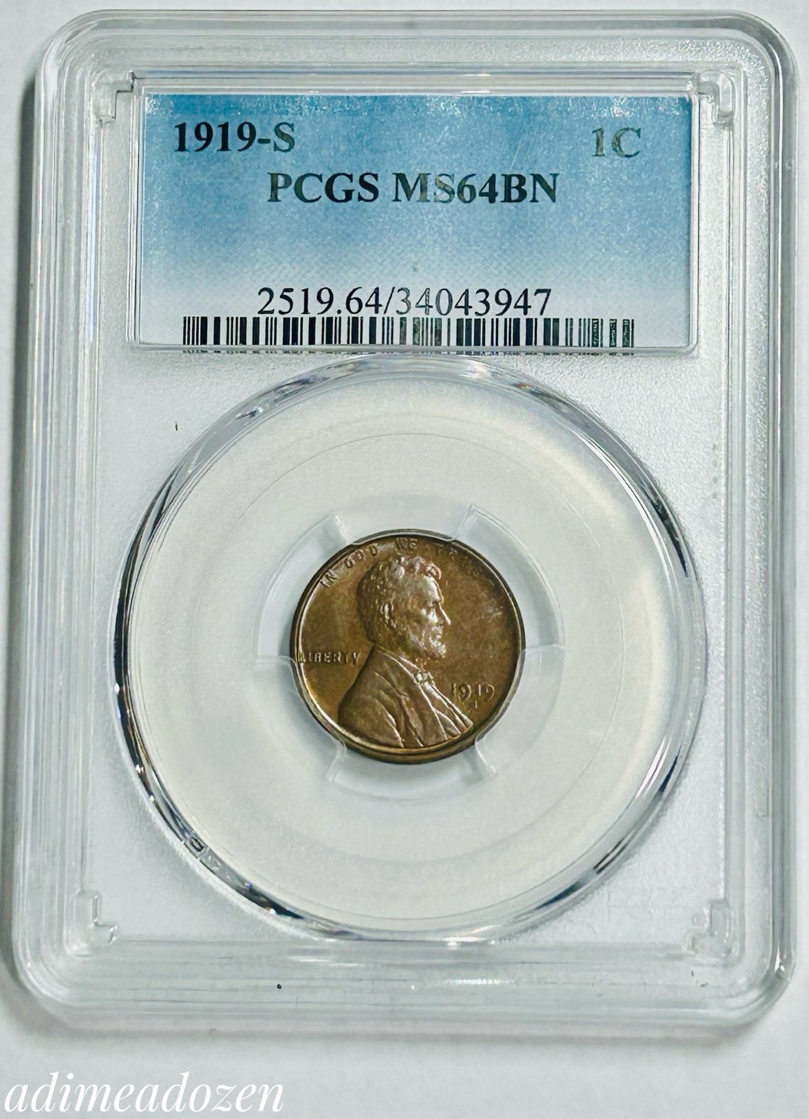 1919-S 1C Lincoln Cent (PCGS MS64BN)