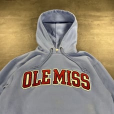 Champion Ole Miss Rebels Hoodie Women Small Baby Blue Baggy Crop Fit Embroidered