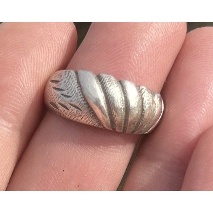 Vintage Brushed 925 Sterling silver Dome Ring band size 6