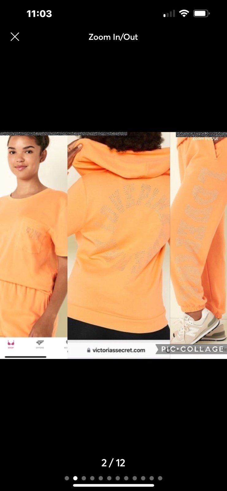 Vs pink bling campus jogger bling full zip hoodie short sleeve tee XS RARE