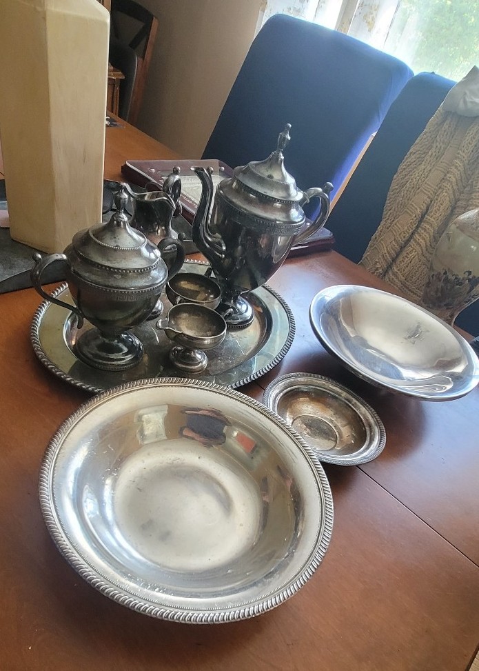 Vintage Silver-Plated Tea Set & Serving Trays – 9-Piece Set