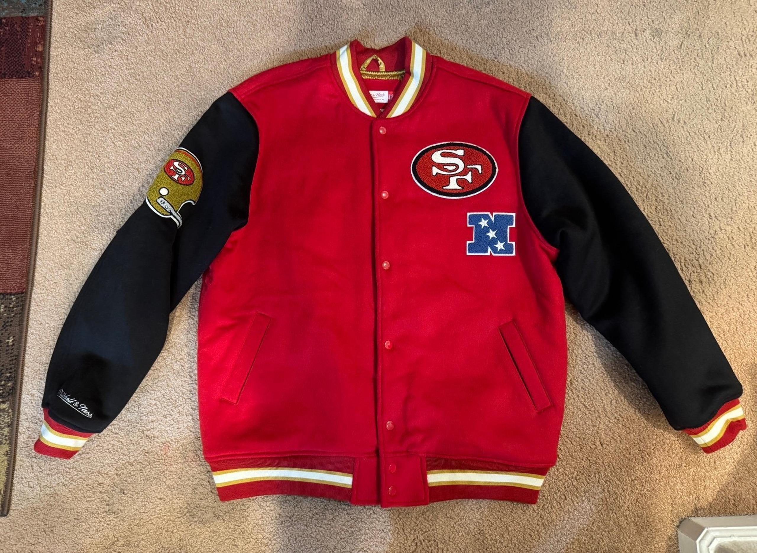Mitchell Ness 49ers Legacy Jacket San Francisco Niners NFL Large Red Black