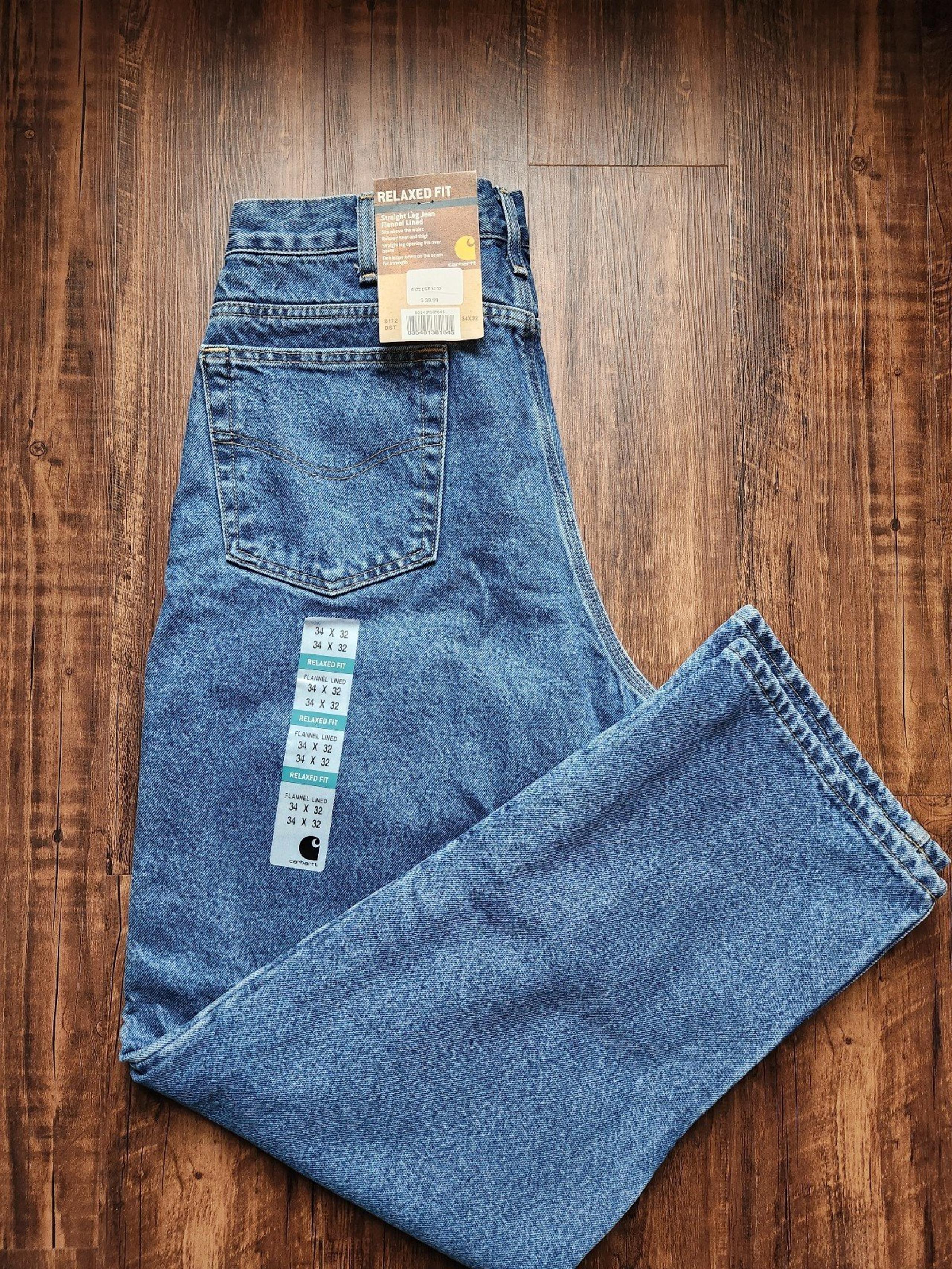 Flannel lined Carhartt mens jeans