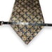 Lanvin Navy & Gold Flower Checkerboard Handmade 100% Silk Tie