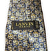 Lanvin Navy & Gold Flower Checkerboard Handmade 100% Silk Tie