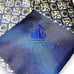 Lanvin Navy & Gold Flower Checkerboard Handmade 100% Silk Tie