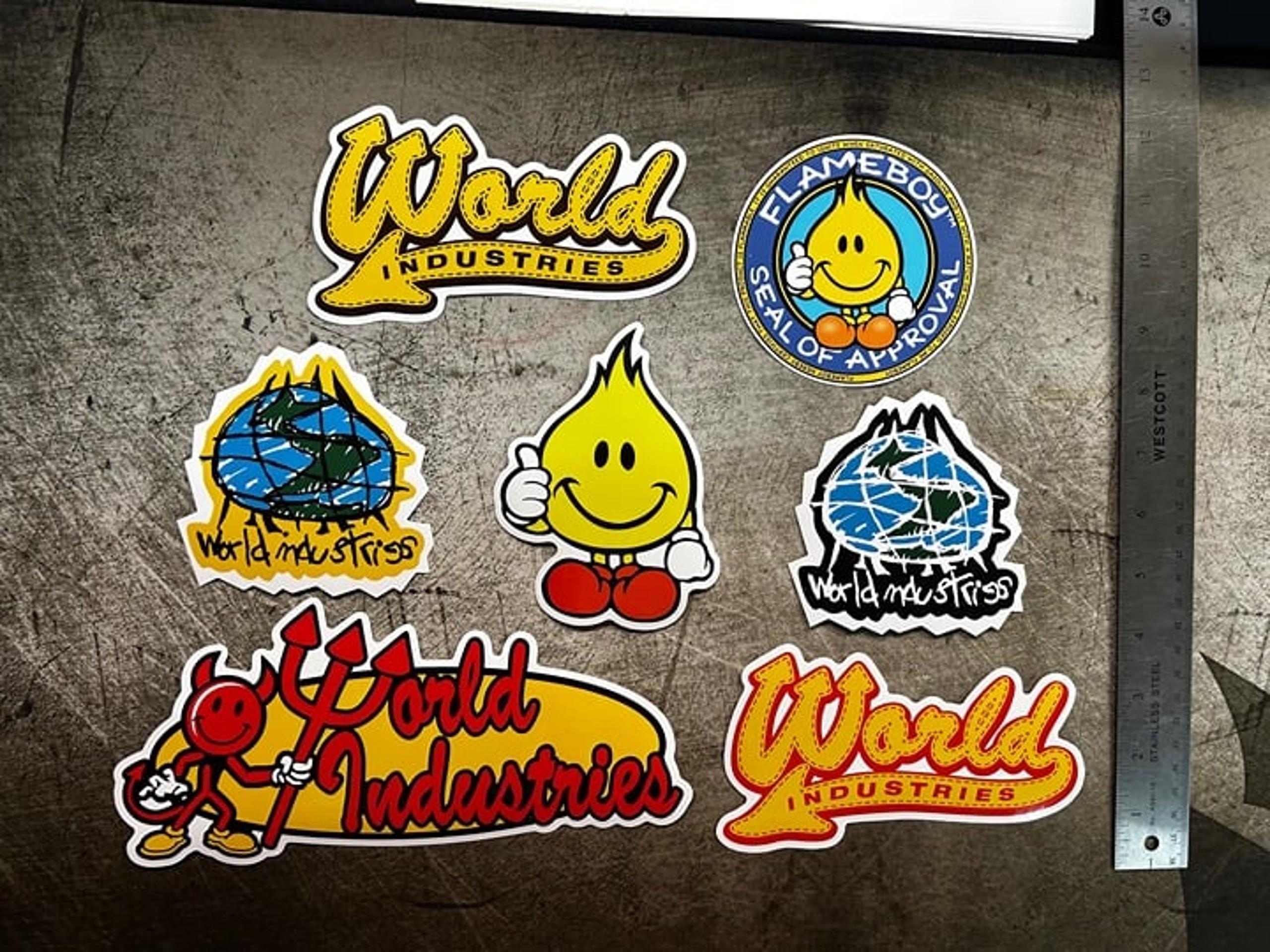 WORLD INDUSTRIES 7 PlanB SKATEBOARD STICKER BONES VOLCOM Sims Alva Hawk Alien Wk