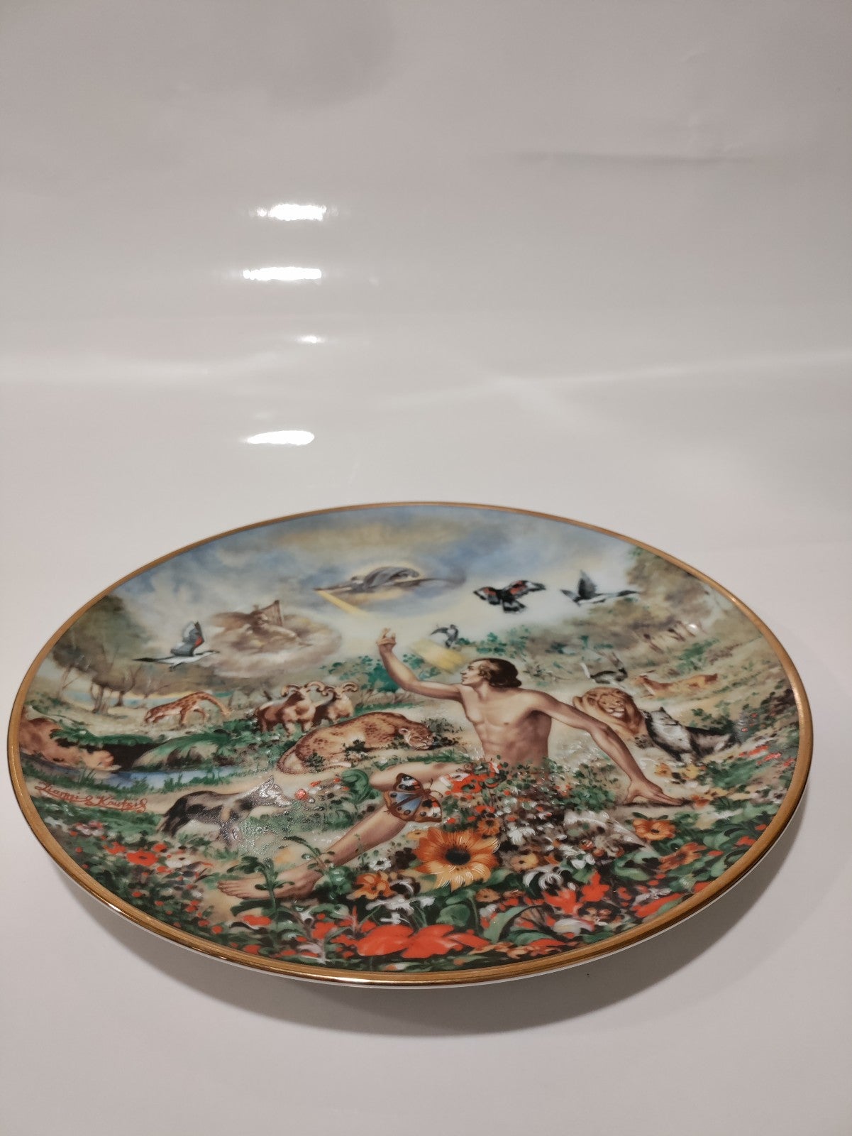 1977 In His Image Adam with God Yiannis Koutsis Series The Creation Plate Number 1977 In His Image Adam with God Yiannis Koutsis Series The Creation Plate Number