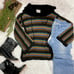 Vintage 70s kimlon knit pullover flare sleeve sweater black yellow red green str