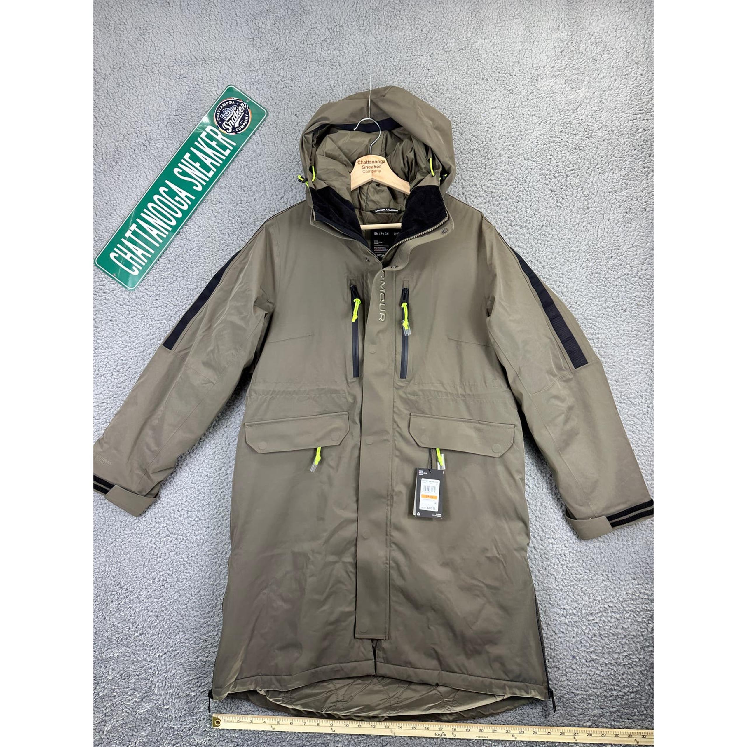 Under Armour Parka Jacket Women Small Olive Green Stormproof Extreme Insulated S