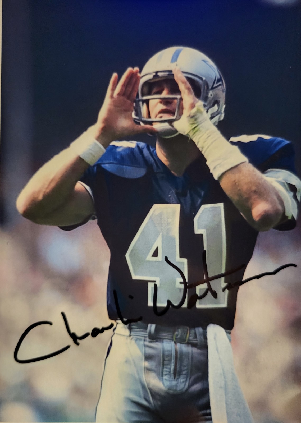 CHARLIE WATERS AUTOGRAPHED DALLAS COWBOYS COLOR PHOTO!!! - DALLAS COWBOYS!!!
