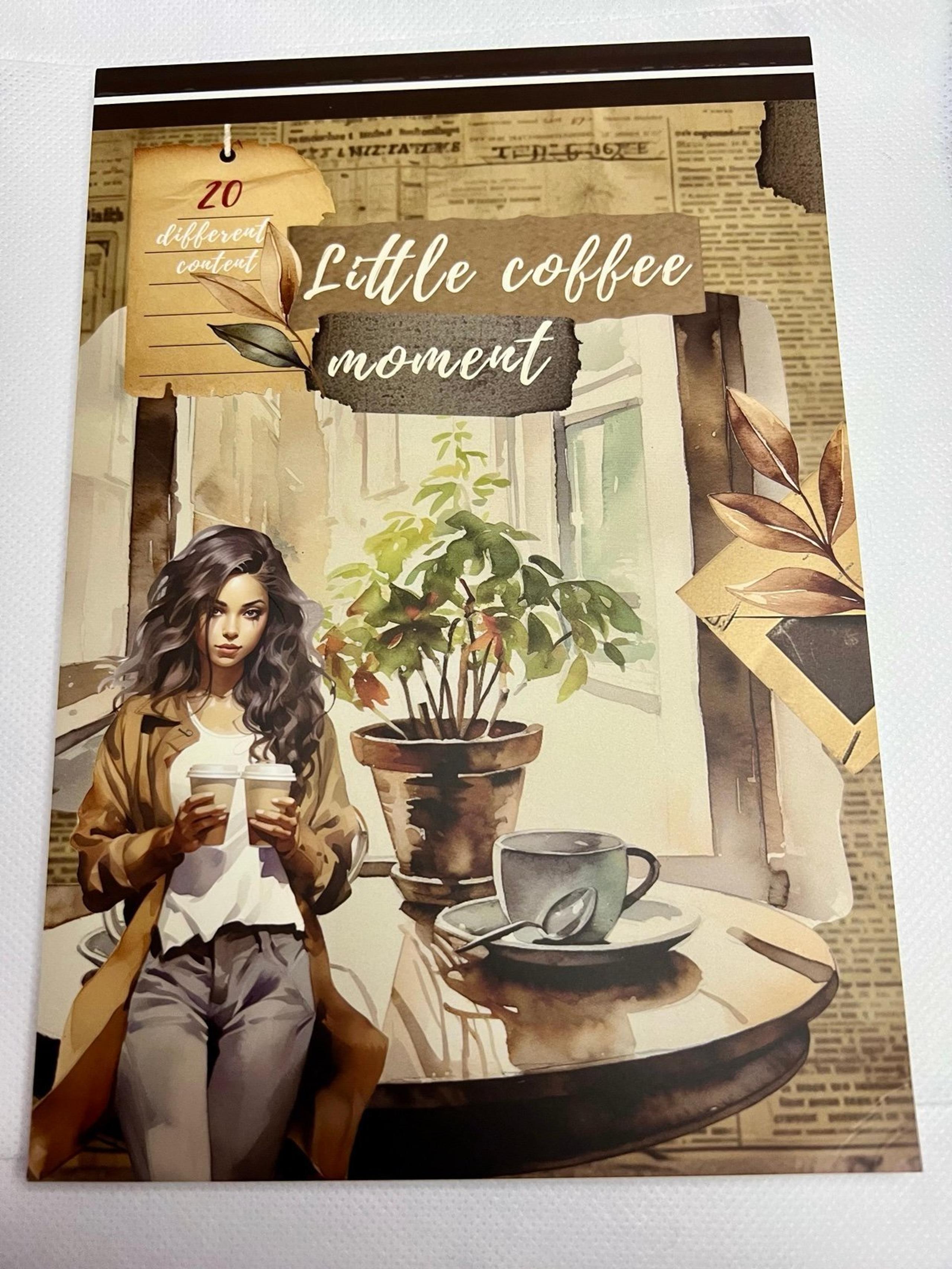 “Little Coffee Moment” Sticker Book 20 sheets. Free cut sticker court style.