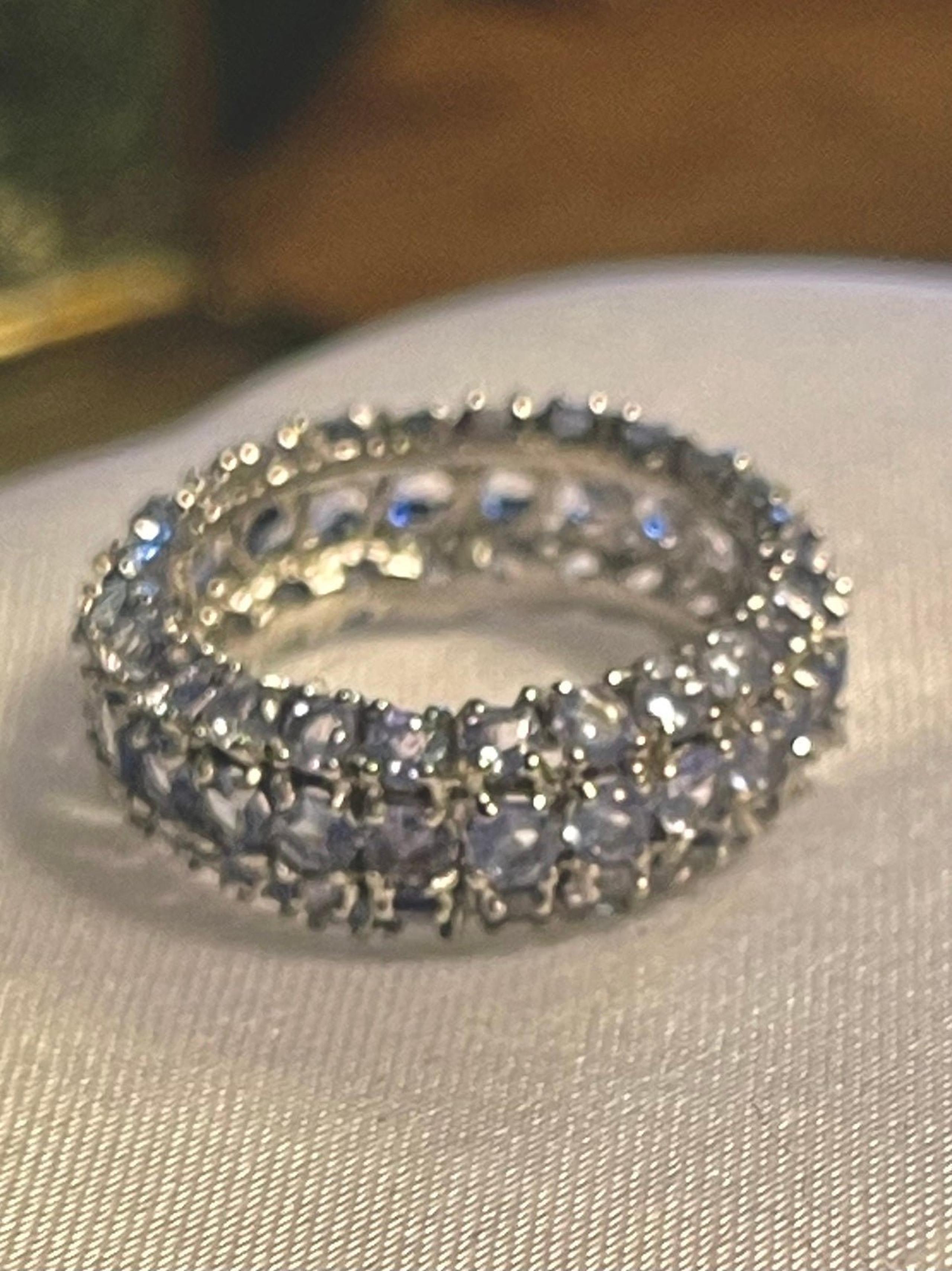 Tanzanite Ring Band set in 14K White Gold over 925 Sterling Silver