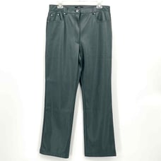 7 For All Mankind Military Green Vegan Leather Straight Leg Pants Sz Large