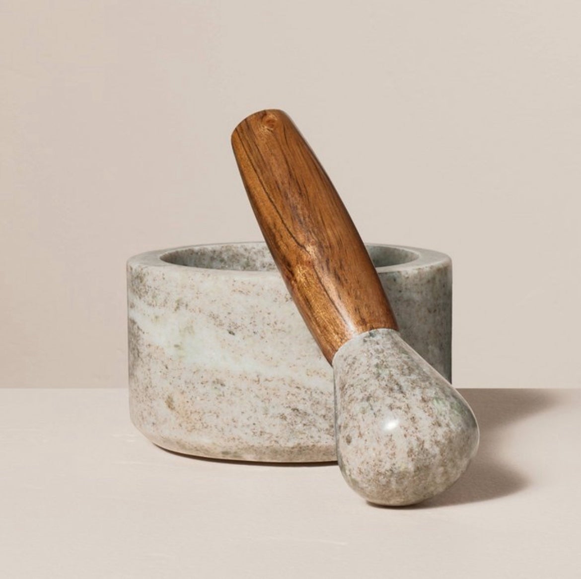 Hearth & Hand with Magnolia Marble & Wood Mortar & Pestle