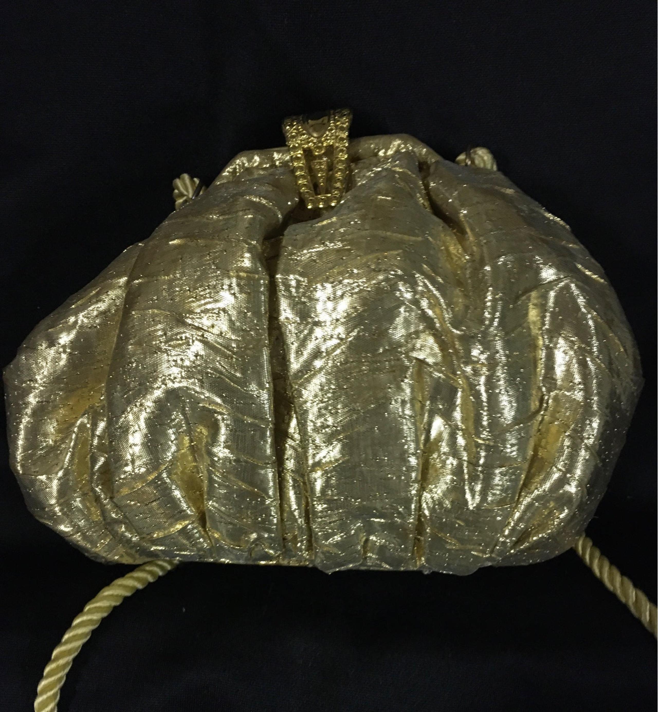 Walborg Vintage Gold Lame Evening Bag Cocktail Purse Never Used made in China