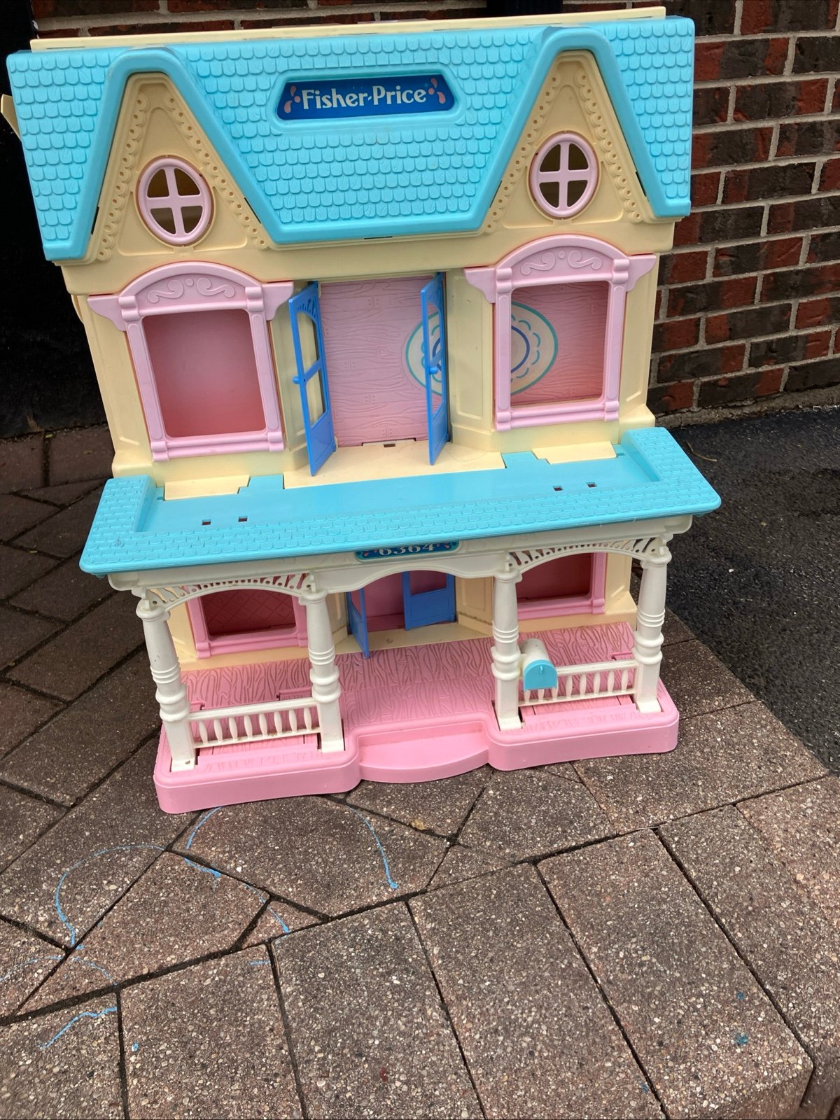 Vintage 1993 Fisher Price #4600 Loving Family Dream Folding Doll House 6364 Blue