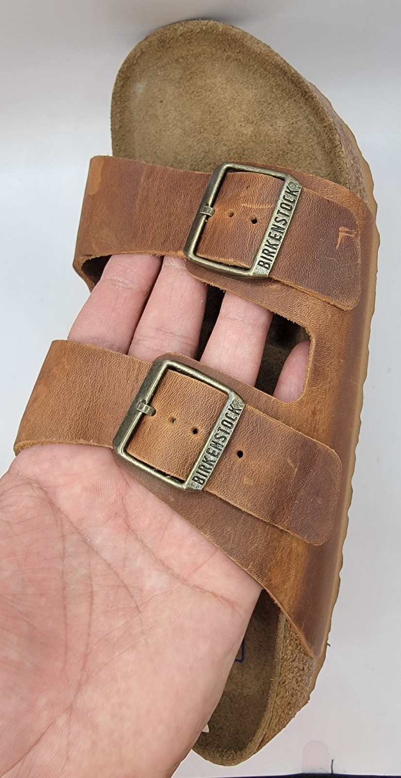 Birkenstock arizona bs waxy oiled leather cognac color regular wide