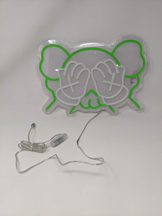 Kaws LED Neon Wall Sign (Green/White, 15 x 10 ) Man Cave, Children's Room