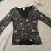 vintage Next to Love metallic black & silver disco top